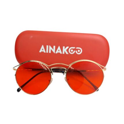 Unisex Thin Frame Eyeglasses Sharbati Red Glass